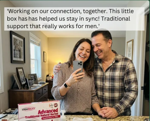 Mature couple at home discussing long-term wellness